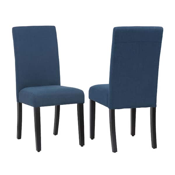 WESTINFURNITURE Nina Side Chair Linen Fabric Upholstered Kitchen Dining Chair, Teal (Set of 2)