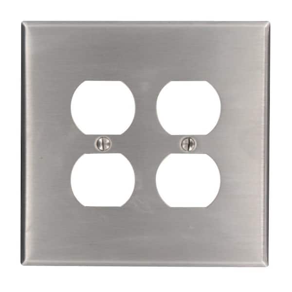 Leviton Stainless Steel 2-Gang Duplex Outlet Wall Plate (1-Pack)