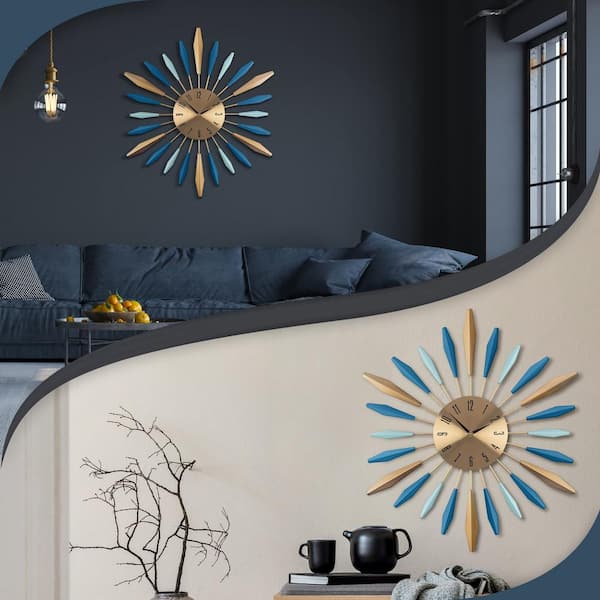 27.6 in. Gold Large Mid Century Wall Clock NYEH78G474 - The