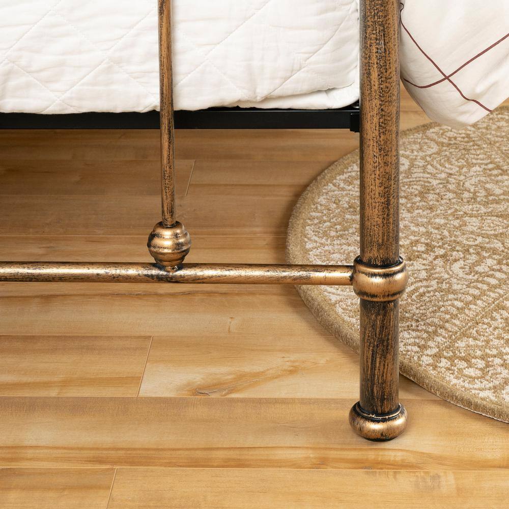 Prairie Queen Bronze Metal Platform Bed with Upholstered Headboard
