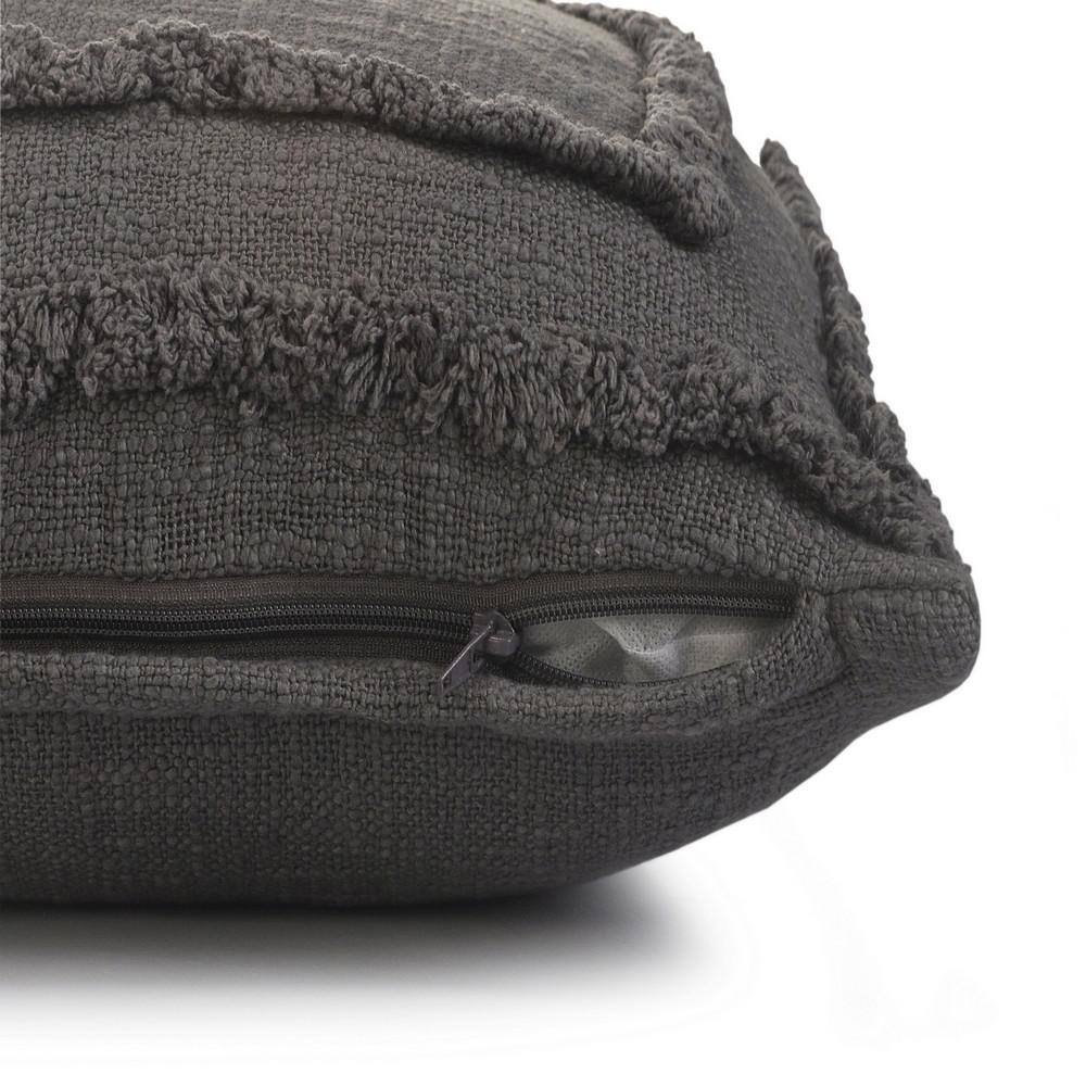 Modern Textured Tufted Lumbar Throw Pillow, 16" x 24", Deep Gray