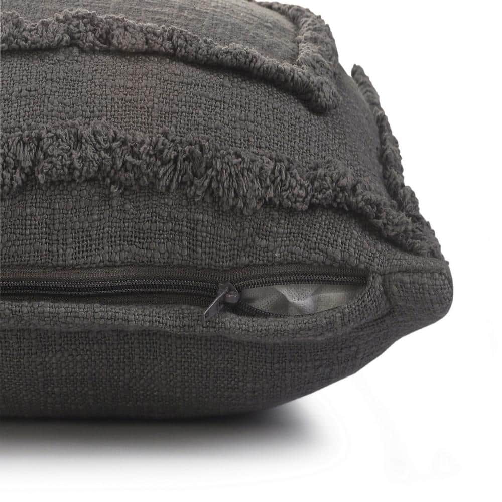 Gray Tufted Square Throw Pillow, 20" x 20"