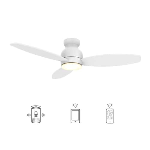 Trendsetter 48 in. Dimmable LED Indoor/Outdoor White Smart Ceiling Fan with Light and Remote, Works w/Alexa/Google Home Ceiling Fans With Lights