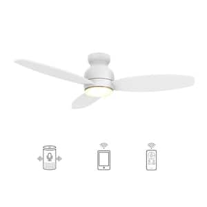 Trendsetter 52 in. Dimmable LED Indoor/Outdoor White Smart Ceiling Fan with Light and Remote, Works w/Alexa/Google Home