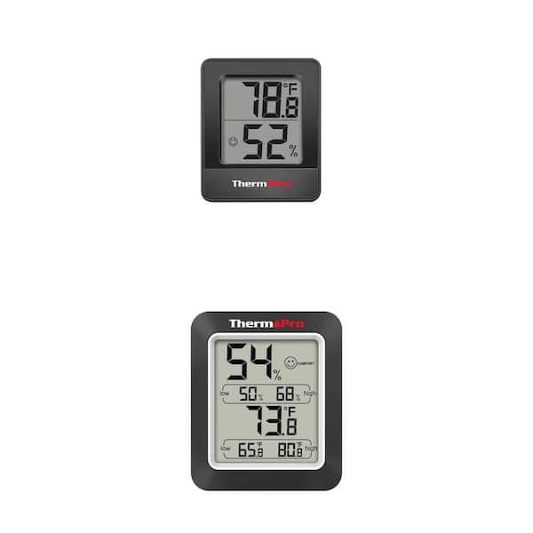 Black Digital Thermometer Hygrometer and Indoor Thermometer Hygrometer Combo