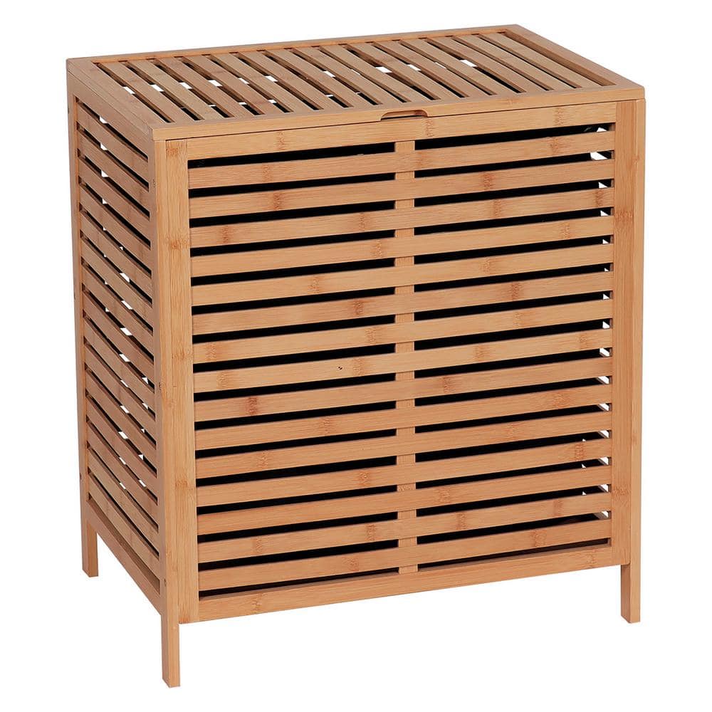 Large Bamboo Slatted Ventilation Laundry Hamper with Lid