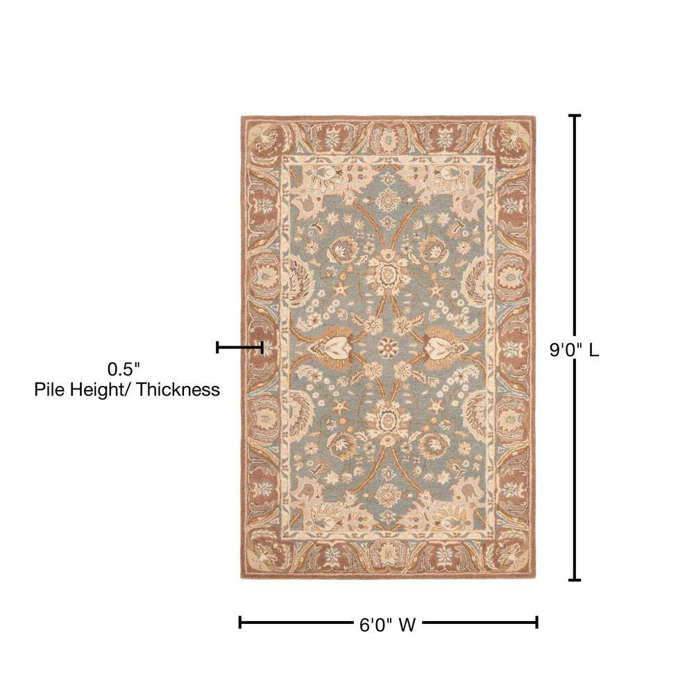 Handmade Teal and Camel Floral Wool Area Rug