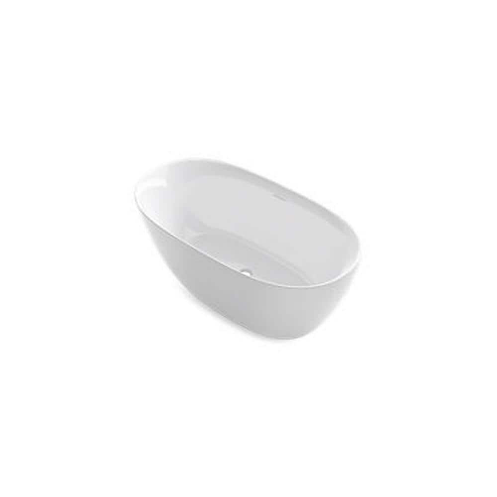 White Oval Freestanding Acrylic Soaking Bathtub