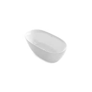 Unwind 59.06 in. x 29.5 in. Freestanding Soaking Bathtub with Center Drain in White