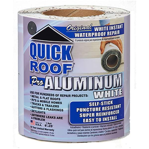 Unbranded Quick Roof Pro Aluminum Surface Tape White - 6 in. x 25 ft.