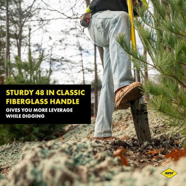 48 in. Classic Fiberglass Handle Industrial Grade 14 gal. Hollow Back Drain Steel Spade Forward-Turned Step (3-Pack)