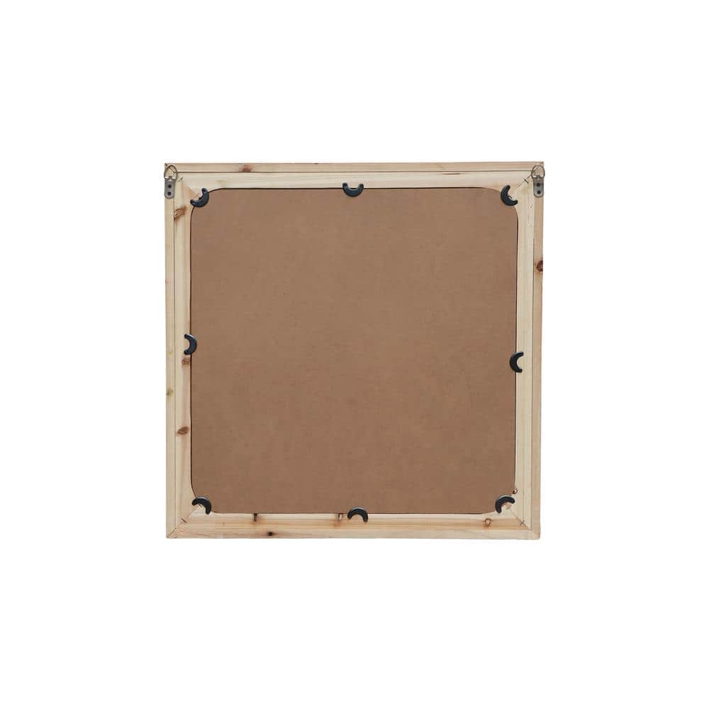 Rustic Brown Square Wood Framed Decorative Mirror, 23.6 x 23.6 Inches