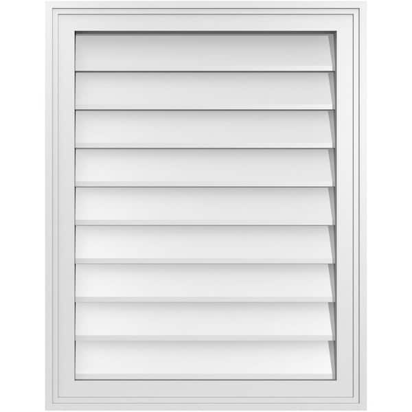 Ekena Millwork 22" x 28" Vertical Surface Mount PVC Gable Vent: Non-Functional with Brickmould Frame
