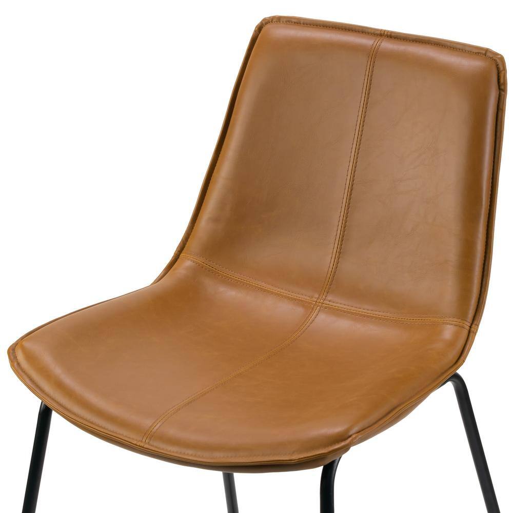 Amery 30" Brown Faux Leather Bar Stool with Black Iron Frame - Set of 2