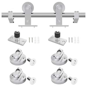 5 ft./60 in. Stainless Steel Sliding Barn Door Hardware Kit T Shaped Wheel for Single Door with Non-Routed Floor Guide