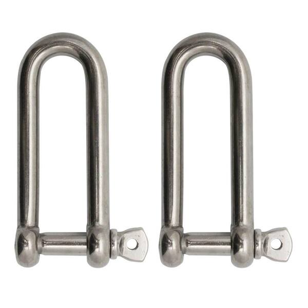 Extreme Max BoatTector Stainless Steel Long D Shackle - 3/8", 2-Pack