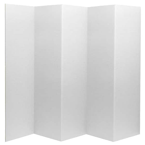 Unbranded 6 ft. Tall White Temporary Cardboard Folding Screen - 5 Panel