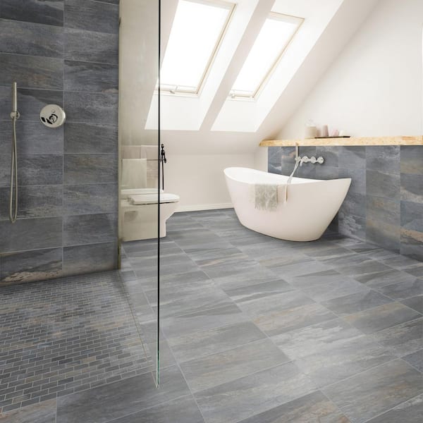 Longitude Slate Grey 12 in. x 14 in. x 9mm Brick Pattern Porcelain Mosaic (5 sq. ft./Case)