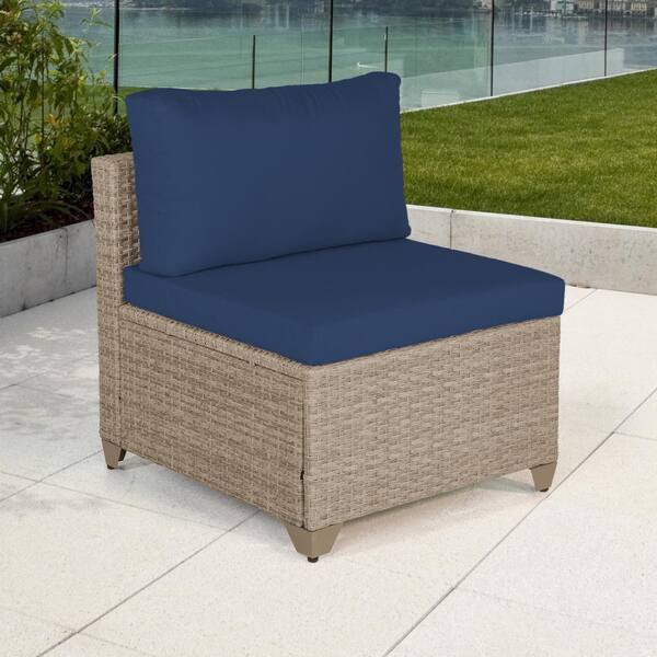 TK CLASSICS Maui Metal Outdoor Sectional with Cobalt Cushions