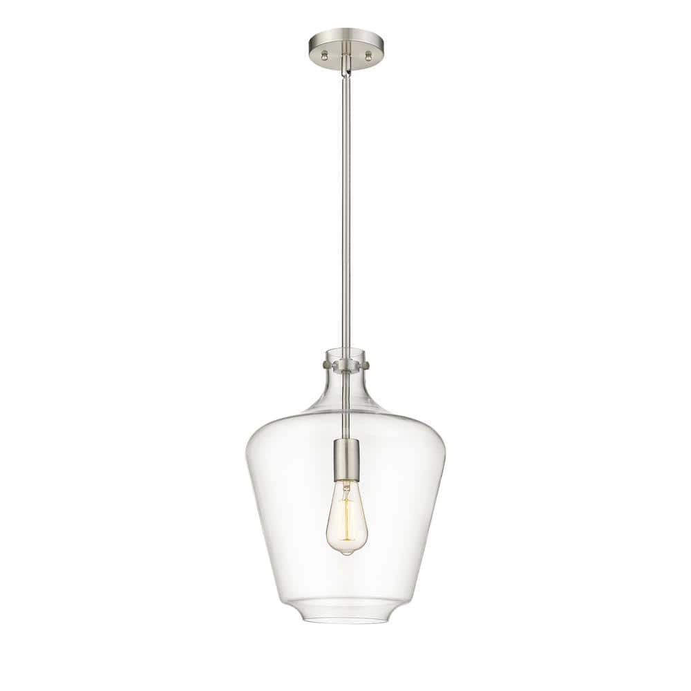 Norwalk 16'' Mini Pendant Light in Brushed Satin Nickel with Clear Glass