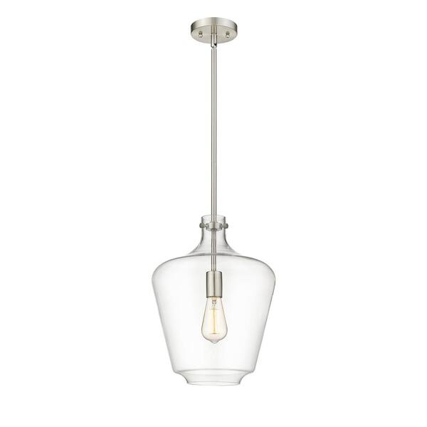 Innovations Norwalk 1Light Brushed Satin Nickel Shaded Pendant Light with Clear Glass Shade 493