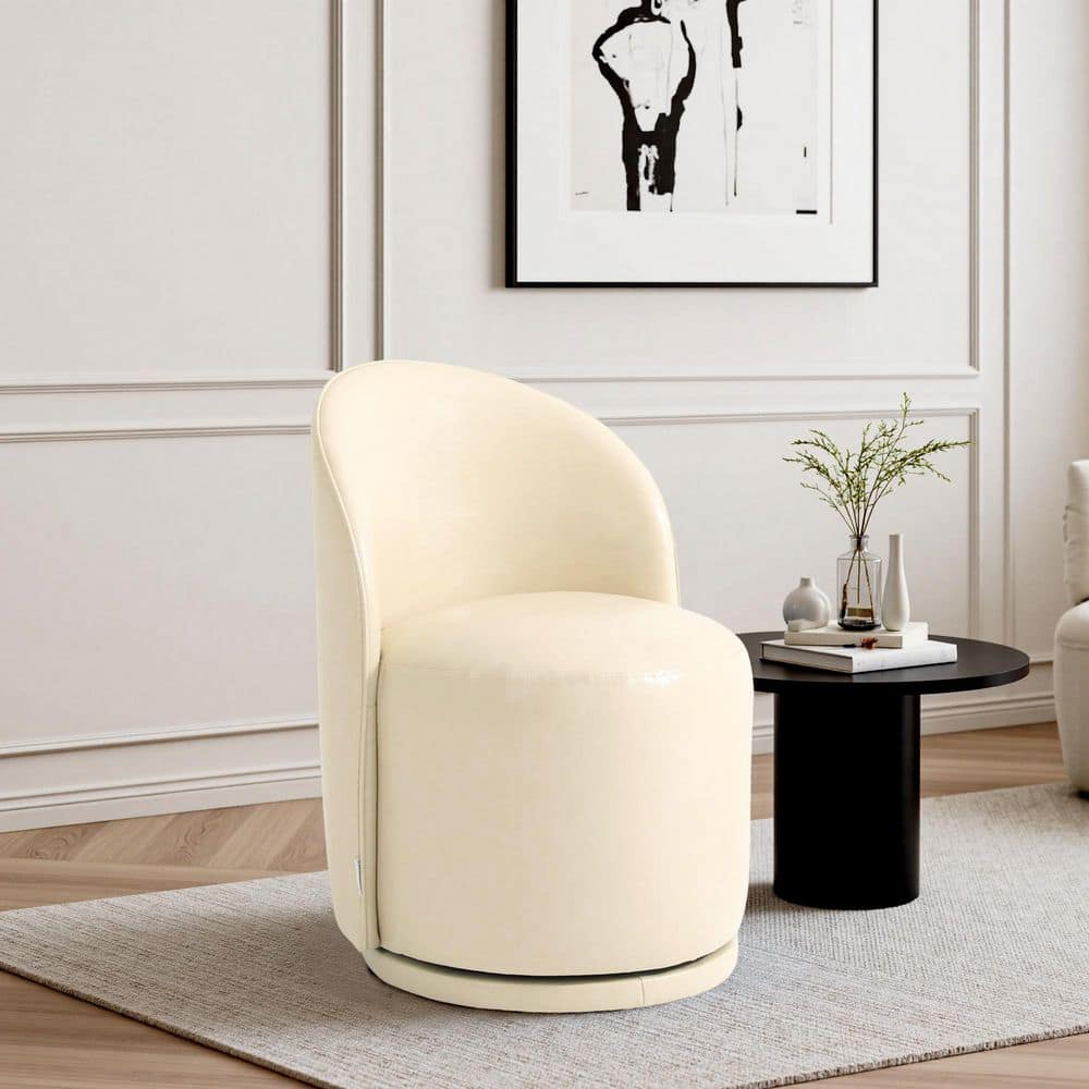 Cream PU Leather Swivel Accent Barrel Chair (Set of 1) price history on PriceWatchPro