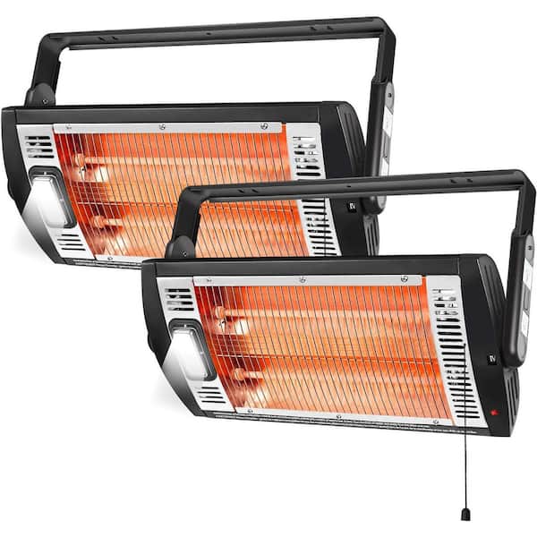1500W/750W Indoor/Outdoor Ceiling Mount Electric Radiant Quartz Heater, Remote Control, Work Light, 90°Rotation, 5 Modes
