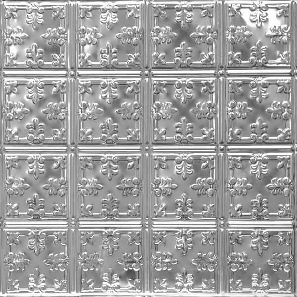 FROM PLAIN TO BEAUTIFUL IN HOURS Florentine Steel (Unfinished) 2 ft. x 2 ft. Decorative Lay-in Tin Ceiling Tile (24 sq. ft./Case)