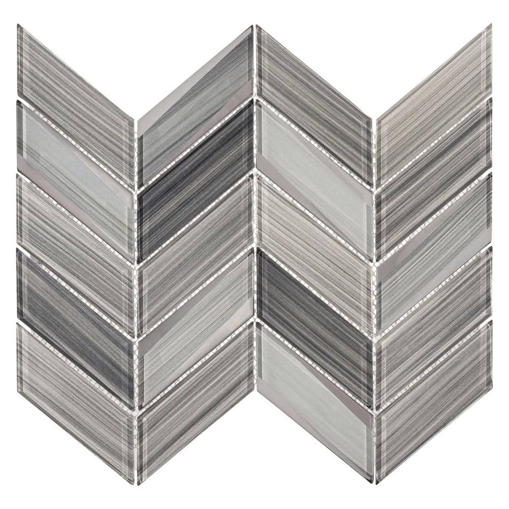 Lausanne Martines Blue 2 in. x 5 in. Striated Chevron Glossy Glass Mosaic Wall and Floor Tile Sample price history on PriceWatchPro