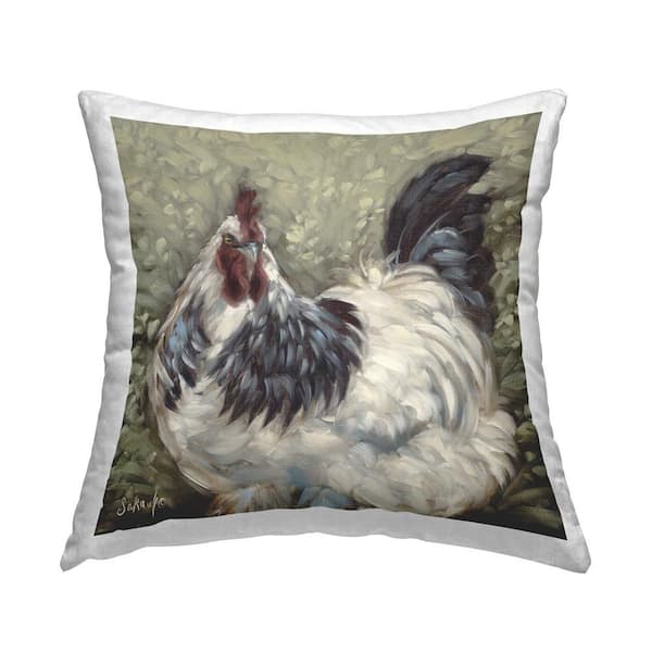 Stupell Industries Traditional Country Hen Green Abstract Polyester 18 in. x 18 in. Throw Pillow