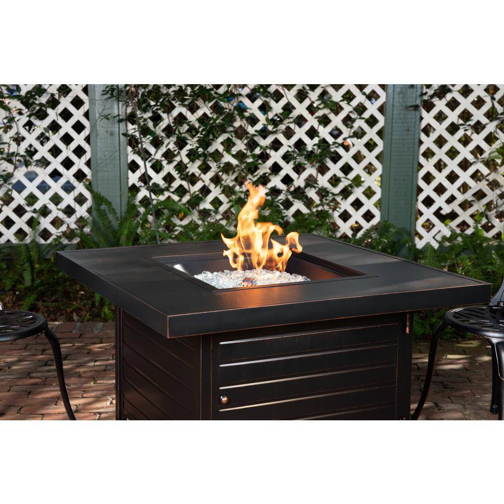 Antique Bronze Square Aluminum Gas Fire Pit Table