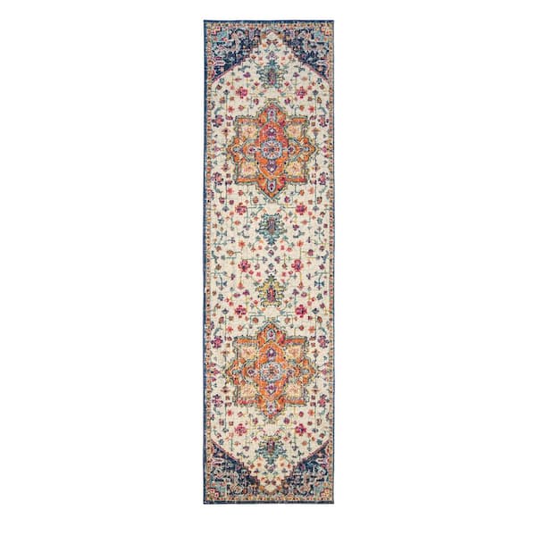 Gertmenian Scanda Tyrella Multi-Colored 2 ft. x 8 ft. Center Medallion Indoor Runner Rug