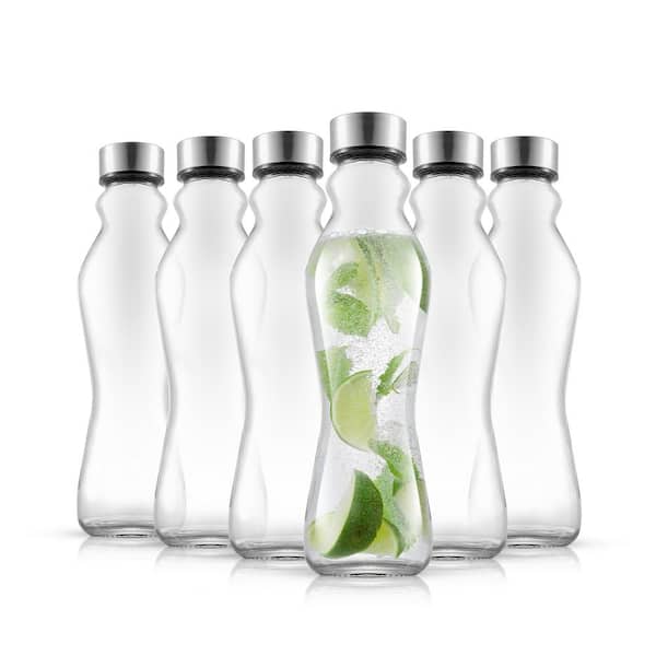 JoyJolt Spring 18 oz. Clear Glass Water Bottles with Stainless