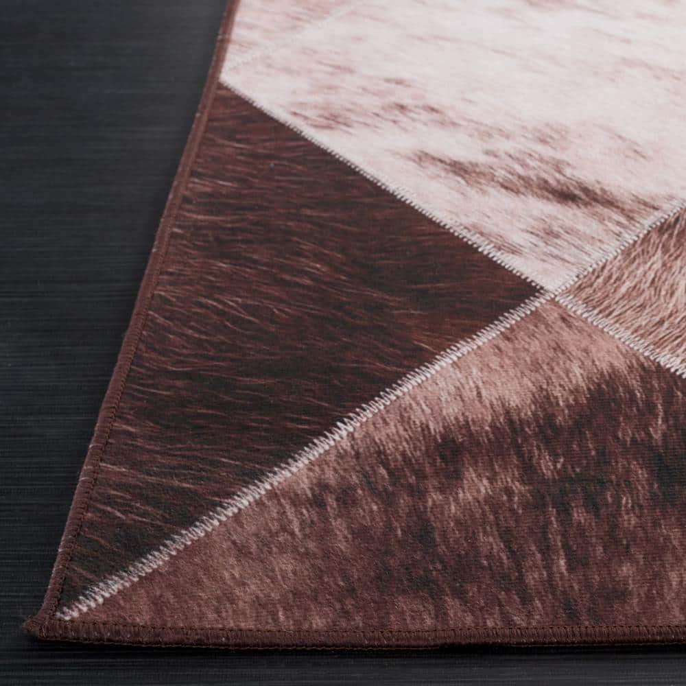 Light Brown and Brown Faux Fur Rectangular Rug, 4' x 6'