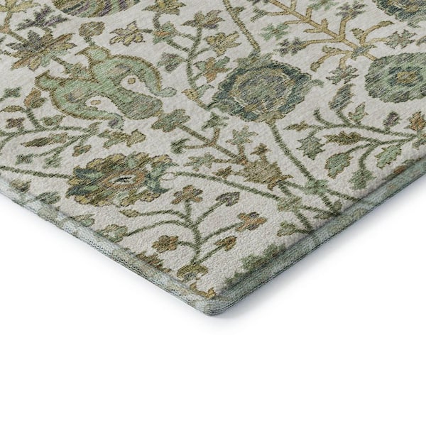 Mayfield Premium Machine Washable Abstract AMF1087 Ivory 2 ft. 3 in. x 7 ft. 6 in. Runner Rug