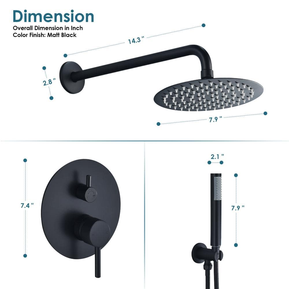 Matte Black Stainless Steel Multi-Head Rain Shower System