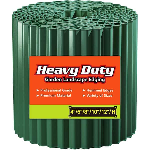 4" x 10' Green Corrugated Metal Garden Edging Landscape Edging Border for Lawn Flower Bed Garden Fence Paver Edging