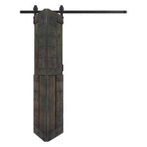 S Style 42in. x 84in. (21"x 84"x 2Panels) Smoky Gray Solid Wood Bi-Fold Barn Door With Hardware Kit - Assembly Needed