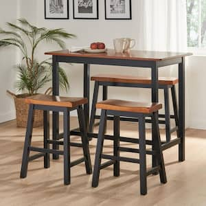 Hot Seller 4-Piece Wood Dining Set, Include 1 Table + 2 Chairs + 1 Bench, Walnut + Black for Patio, Backyard, Porches