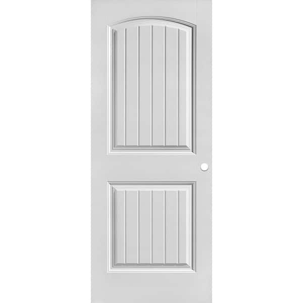 Masonite 32 in. x 80 in. Cheyenne Smooth 2-Panel Camber Top Plank Hollow Core Primed Composite Interior Door Slab