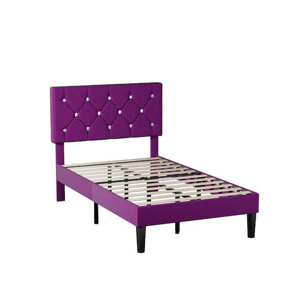 Purple upholstered twin bed discount