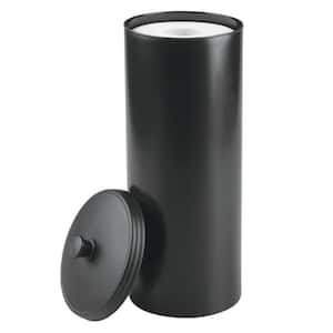 Plastic Floor Stand 3-Roll Space-Saving Toilet Tissue Holder with Cover for Bathroom Corner in Black