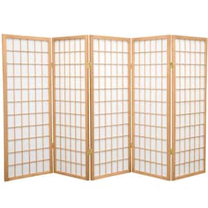 4 ft. Short Window Pane Shoji Screen - Natural - 5 Panels