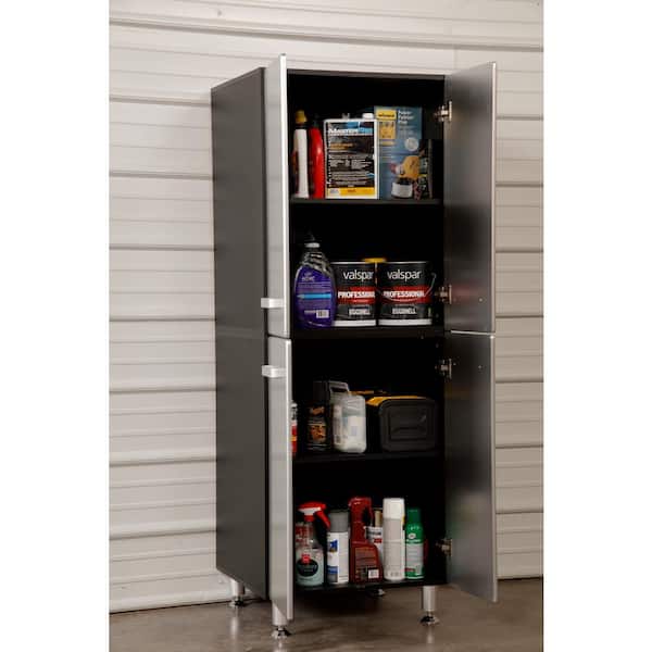 Metallic Series 2-Piece Composite Garage Storage System in Black (24 in. W x 71 in. H x 21 in. D)