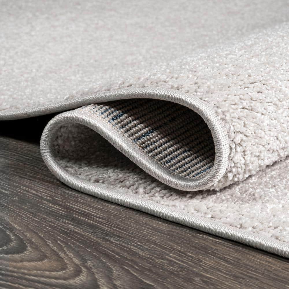 Ivory Soft Synthetic 5' Square Easy-Care Area Rug