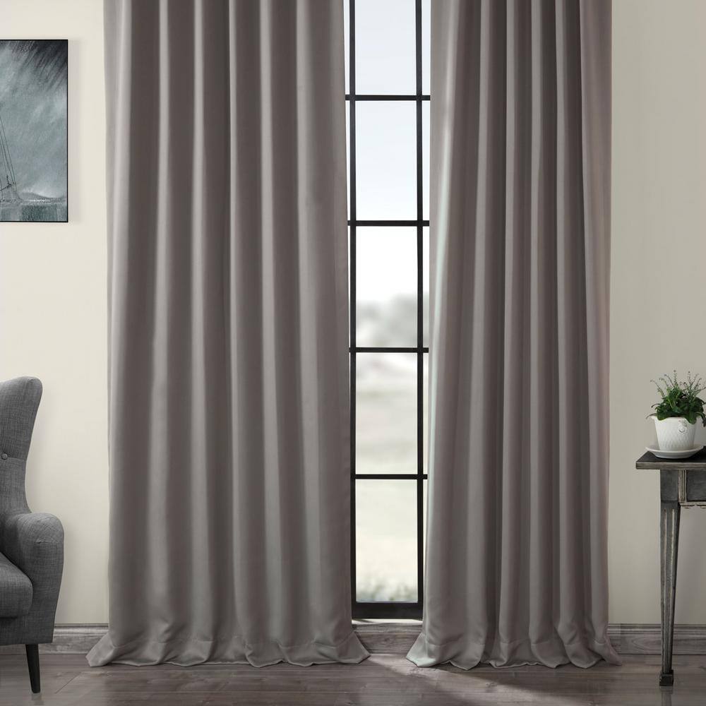 Neutral Grey Polyester Blackout Curtain Panel - 50 in. W x 108 in. L