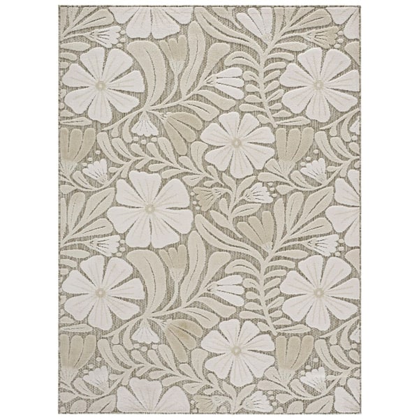 Cabana 5 x 8 Green/Ivory Floral Area Rug
