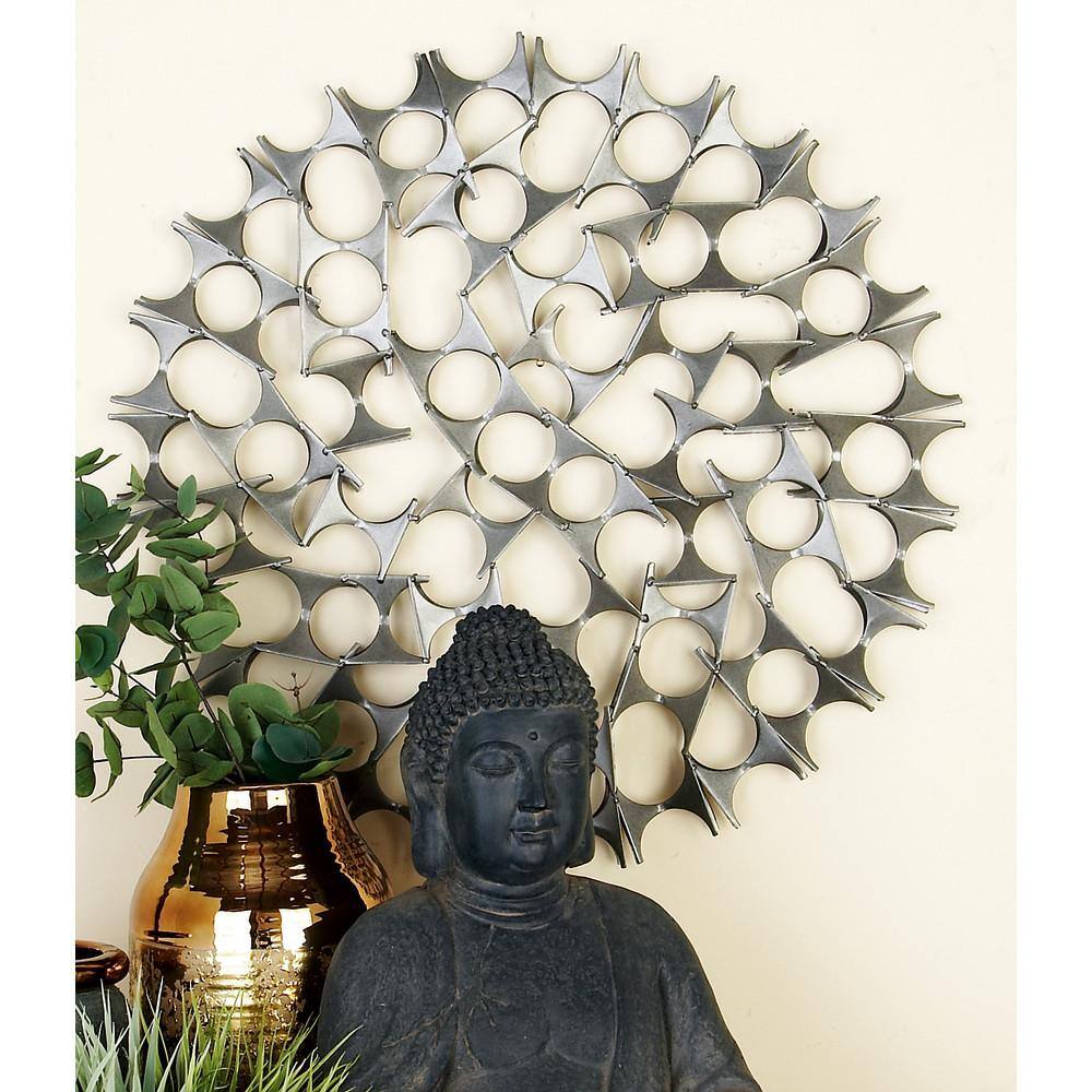 Set of 3 Silver Metal Starburst Wall Sculptures