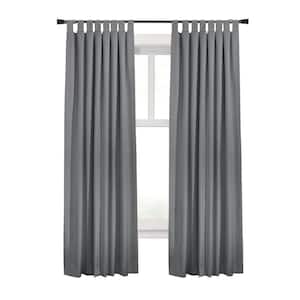 Ventura Tab Top Dark Grey Polyester Smooth 52 in. W x 95 in. L Tab Top Indoor Blackout Curtain (Double Panels)