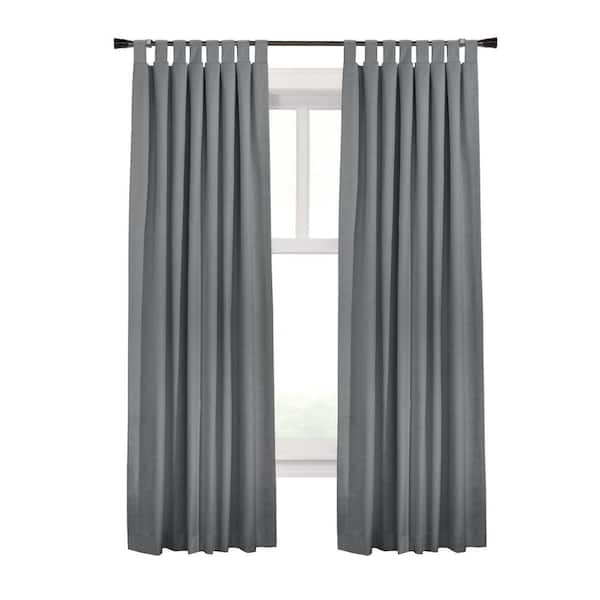 Unbranded Ventura Tab Top Dark Grey Polyester Smooth 52 in. W x 95 in. L Tab Top Indoor Blackout Curtain (Double Panels)